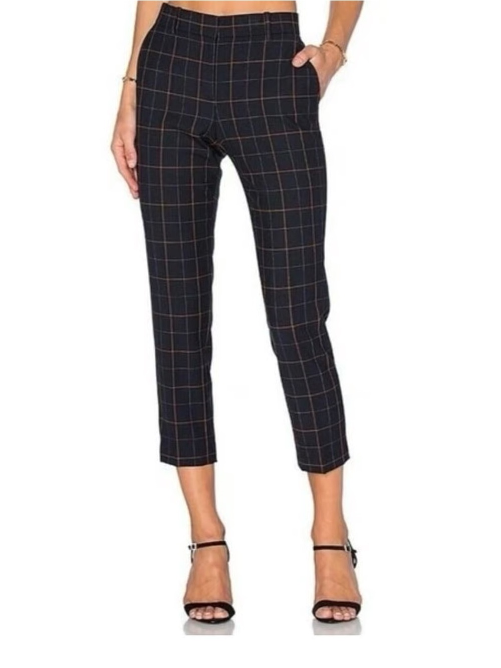 Theory Treeca Navy Windowpane Ankle Pants